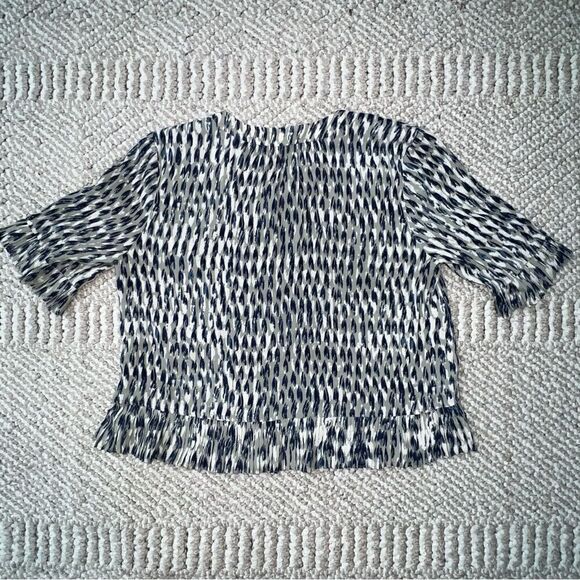 Madewell Sunpleat Lace-Up Top w/Painted Feathers - Sz S - Picture 13 of 16